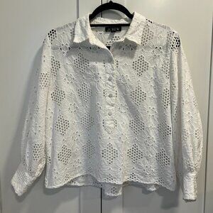 J. Crew Long-sleeve Popover Top in Eyelet